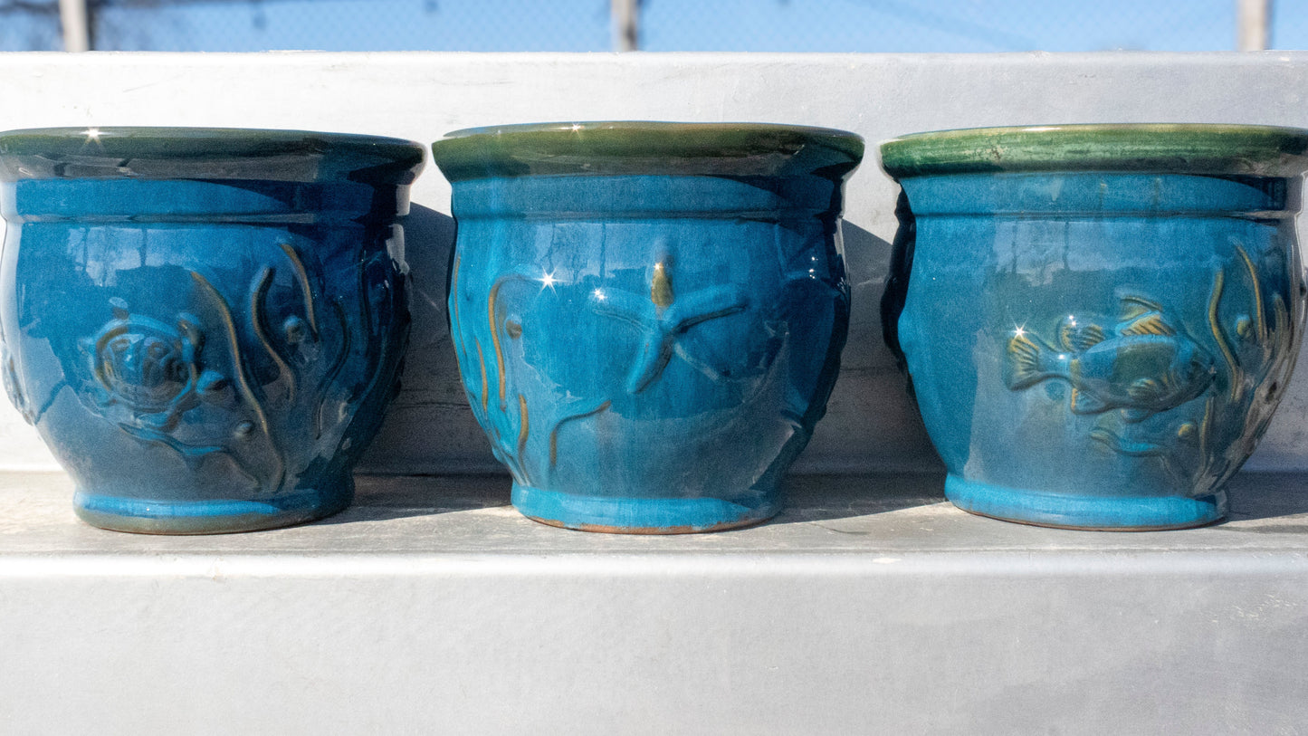 Michael Carr Ceramic Sea Theme Planters