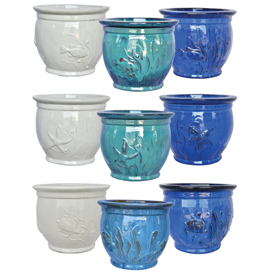 Michael Carr Ceramic Sea Theme Planters